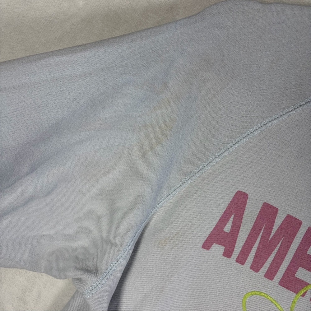 AMERICAN EAGLE 90’s y2k Neon Daisy Graphic Spell Out Logo Lived In Sweatshirt M - Picture 8 of 9
